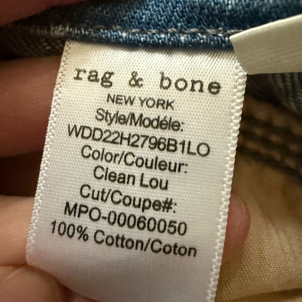 RAG & BONE Mia Yoke Clean Lou High Rise Relaxed Denim Blue‎ Jeans Retro Tie 34 - Picture 9 of 10